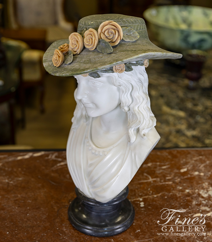 Marble Statues  - Rose Beuret Hat Portrait Marble Bust - MBT-399